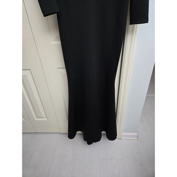 Elegant Black Long-Sleeve V-Neck Gown For Women Size L Dressy Classic - Picture 3 of 6